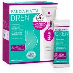 Montefarmaco OTC SpA Pancia Piatta Dren 14 Stick Pack Gusto Frutti Di Bosco + Mad Mud Dren Fango Attivo Cellulite 100ml In Omaggio